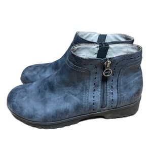 JSPORT Womens Jenna Ankle Boots Side Zip Bootie Navy Blue Size 8 Jambu